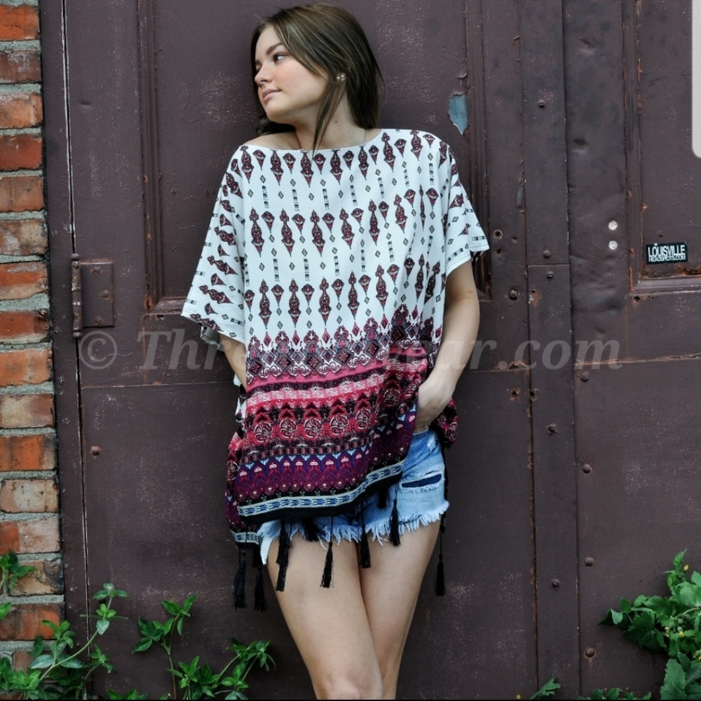 Boho Poncho With Tassels